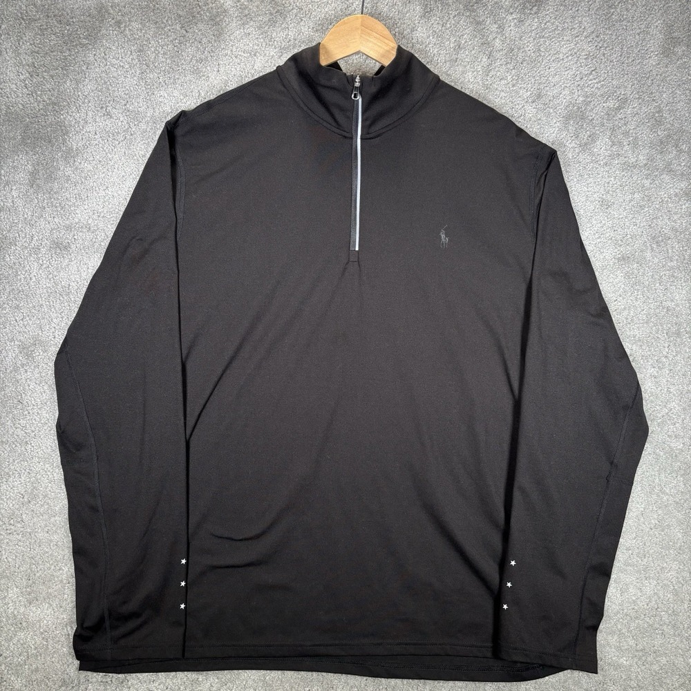 Polo Ralph Lauren Performance 1/4 Zip Pullover Mens XL Black Flag Stretch Golf